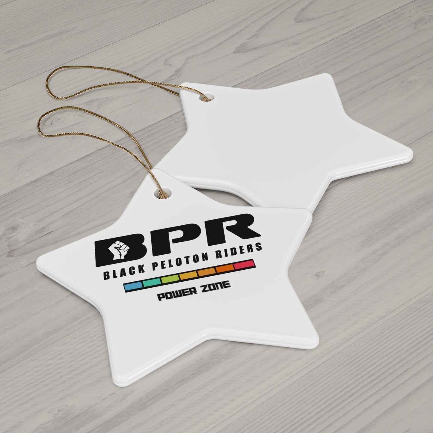 Ceramic Ornament — Black Peloton Riders (BPR) Star Ornament, "Power Zone" Cycling Keepsake