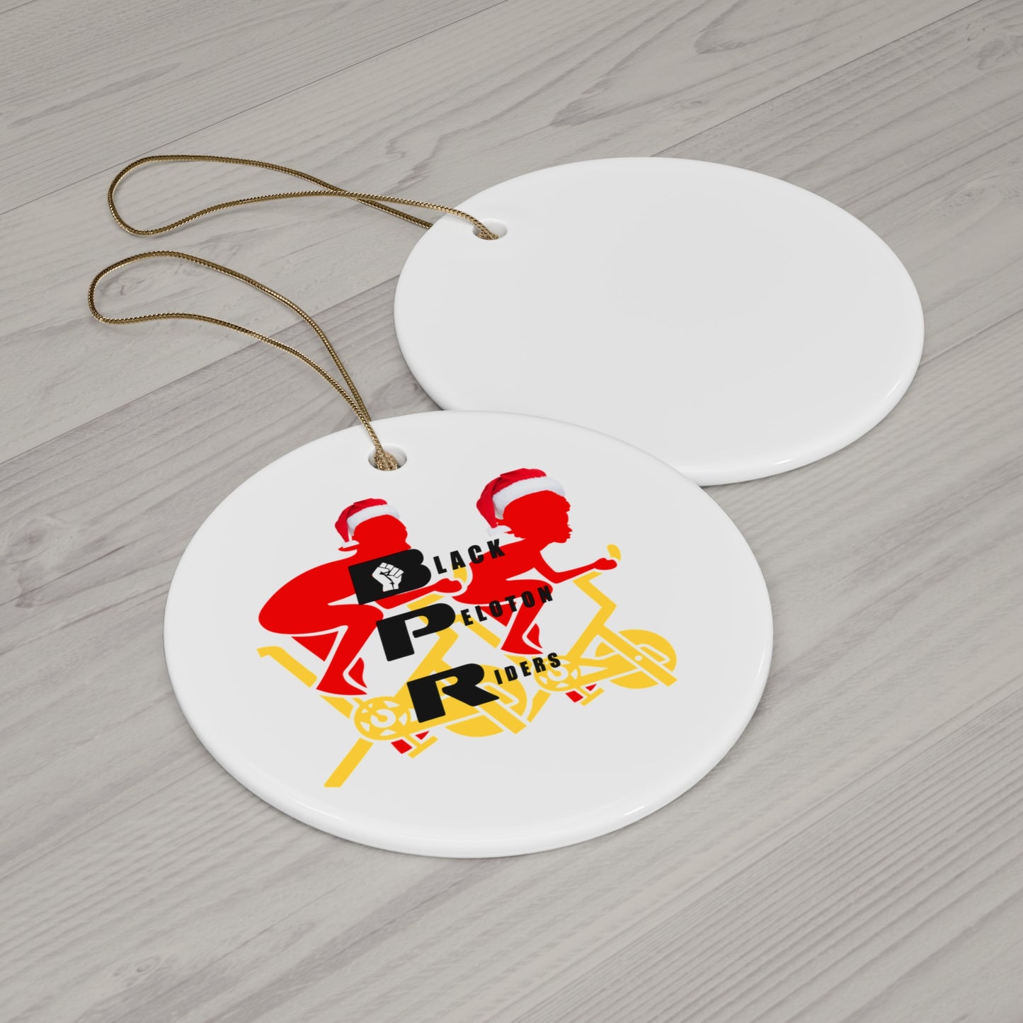 Black Peloton Riders Ceramic Star Ornament — Biking Crew Holiday Decoration