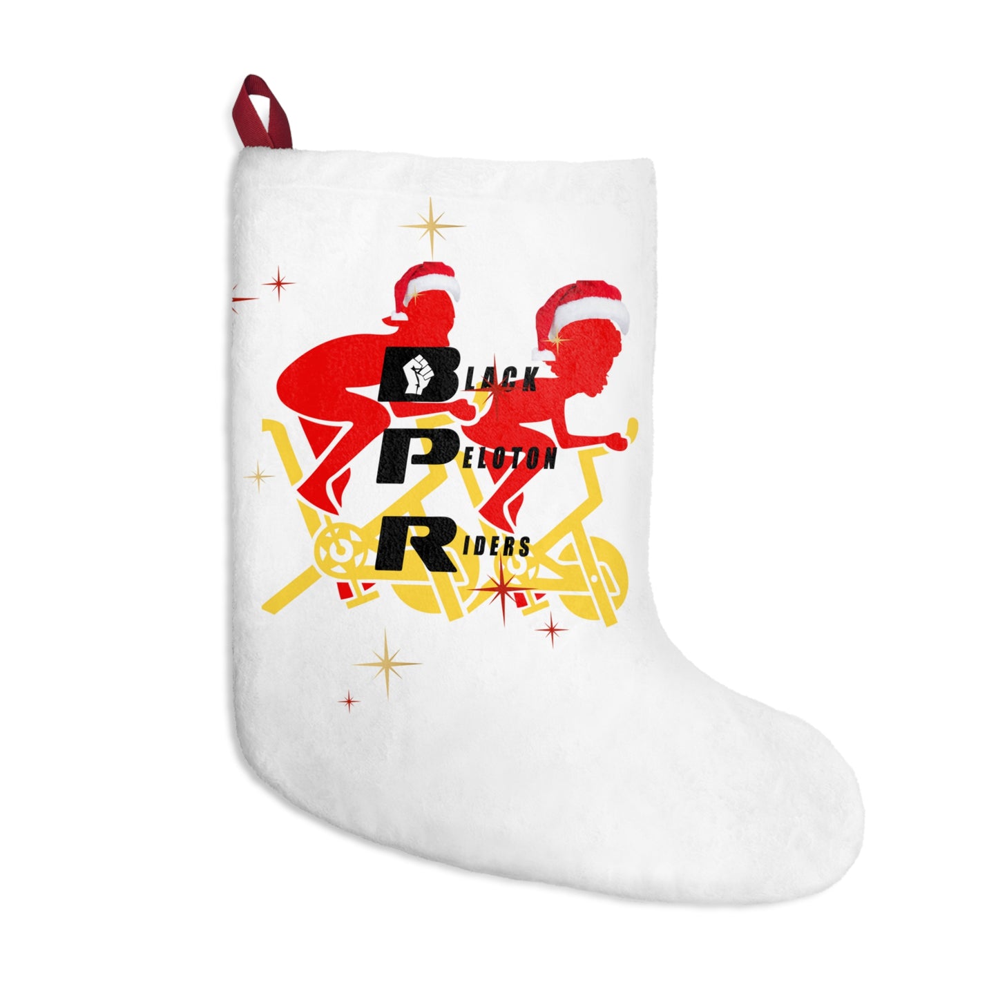 Cycling Christmas Stocking - 'Black Peloton Riders' Holiday Sock for Bike Lovers