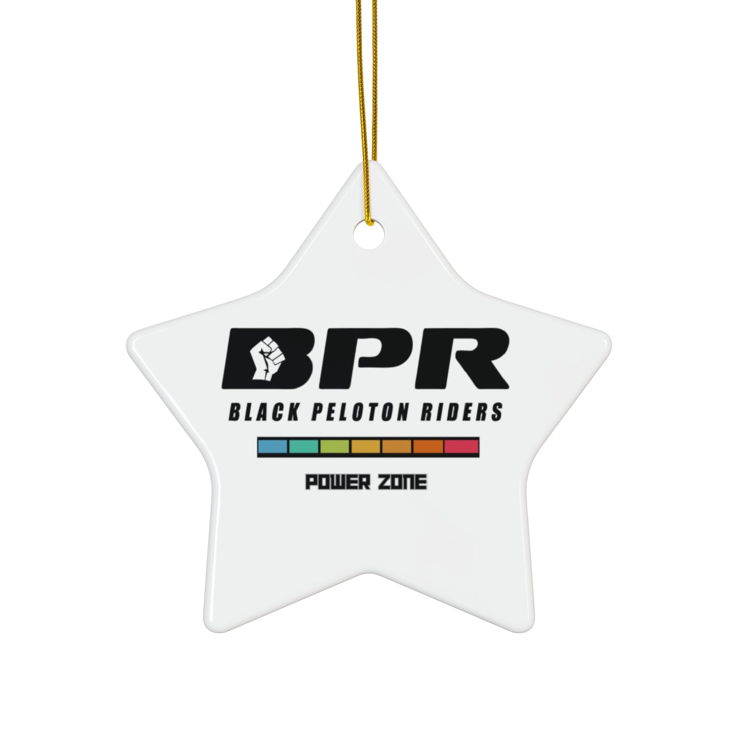 Ceramic Ornament — Black Peloton Riders (BPR) Star Ornament, "Power Zone" Cycling Keepsake