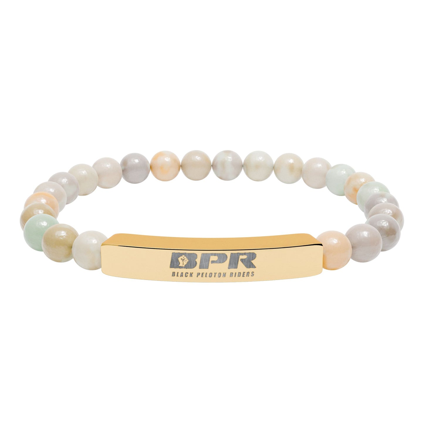 BPR Engravable Natural Stone Stretch Bar Bracelet — Custom Beaded Gemstone Bracelet