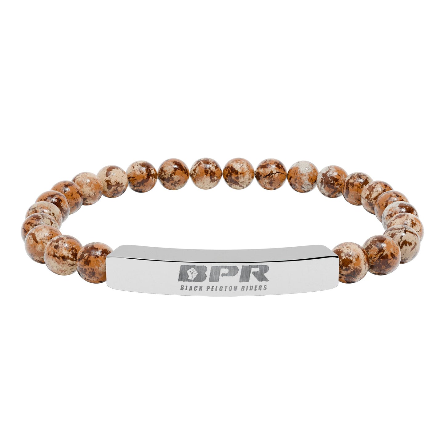 BPR Engravable Natural Stone Stretch Bar Bracelet — Custom Beaded Gemstone Bracelet
