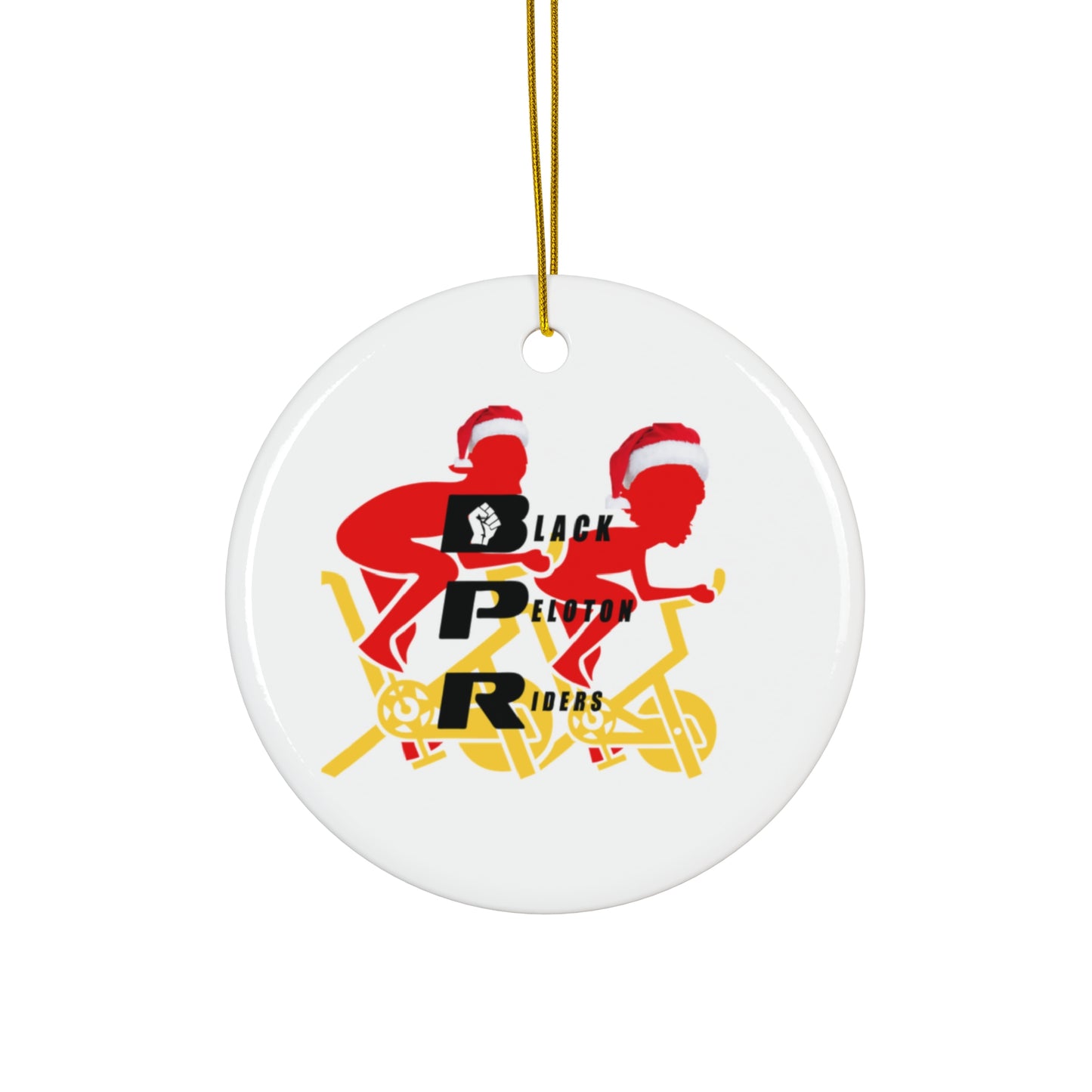 Black Peloton Riders Ceramic Star Ornament — Biking Crew Holiday Decoration