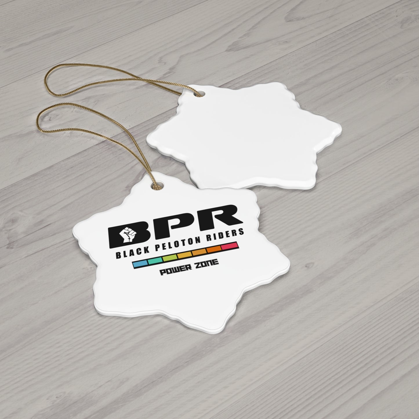 Ceramic Ornament — Black Peloton Riders (BPR) Star Ornament, "Power Zone" Cycling Keepsake