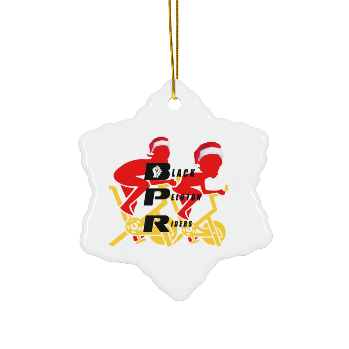 Black Peloton Riders Ceramic Star Ornament — Biking Crew Holiday Decoration
