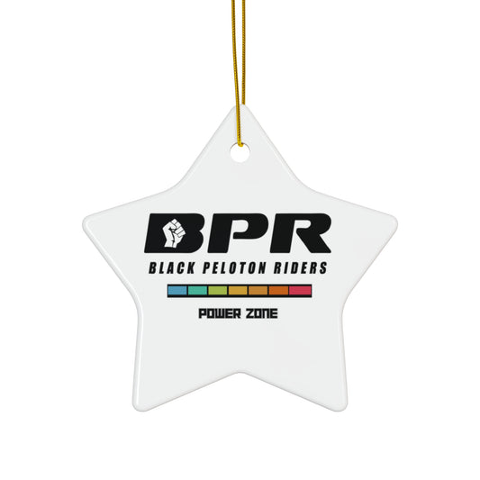 Ceramic Ornament — Black Peloton Riders (BPR) Star Ornament, "Power Zone" Cycling Keepsake