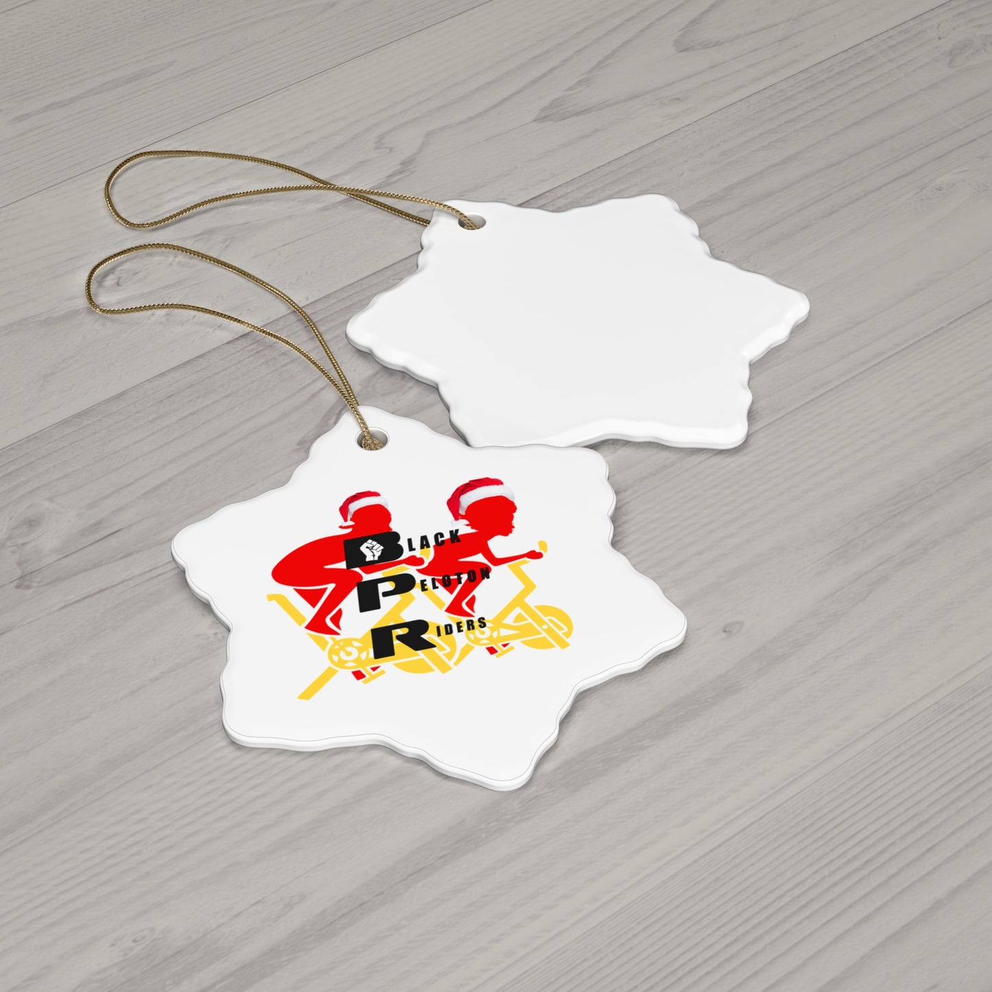 Black Peloton Riders Ceramic Star Ornament — Biking Crew Holiday Decoration