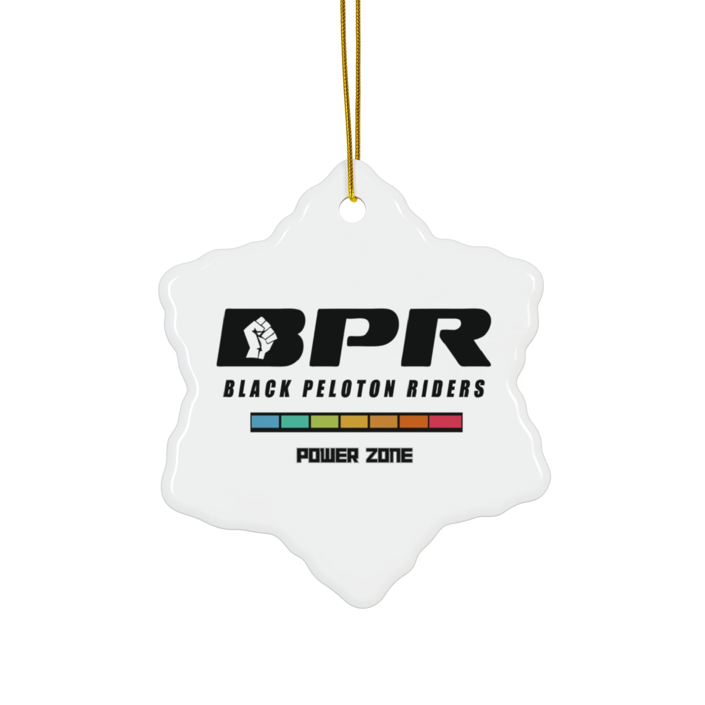 Ceramic Ornament — Black Peloton Riders (BPR) Star Ornament, "Power Zone" Cycling Keepsake